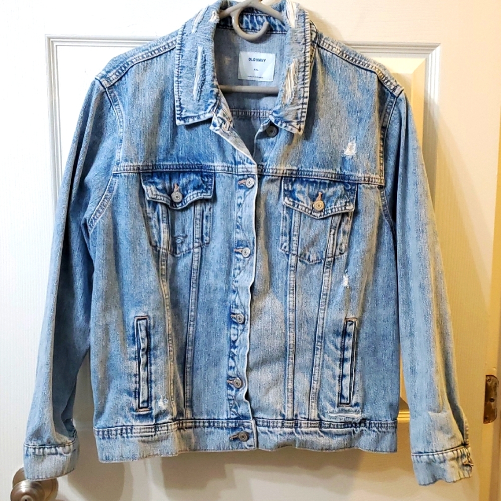Old Navy Faded Blue Denim Jacket XXL